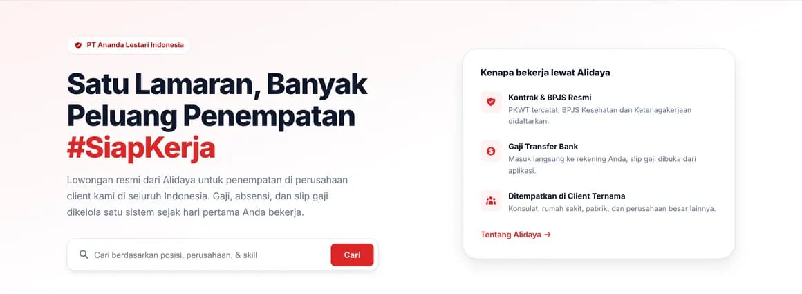 Portal lowongan kerja publik Alidaya